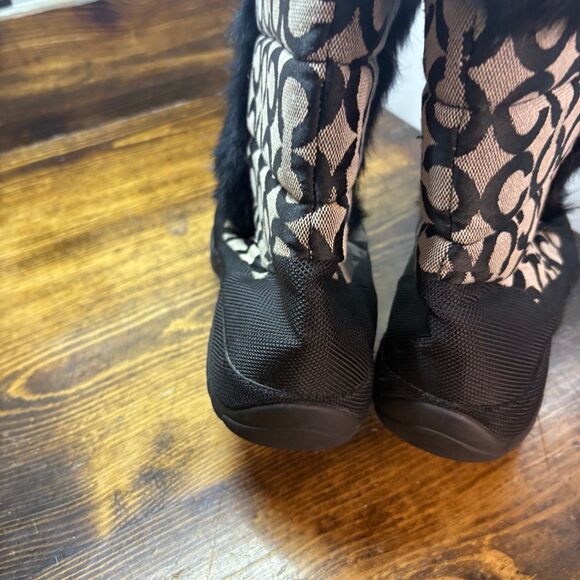 Coach Jennie Black And Gray Fur Lined Boots Size 8.5 - Picture 8 of 11